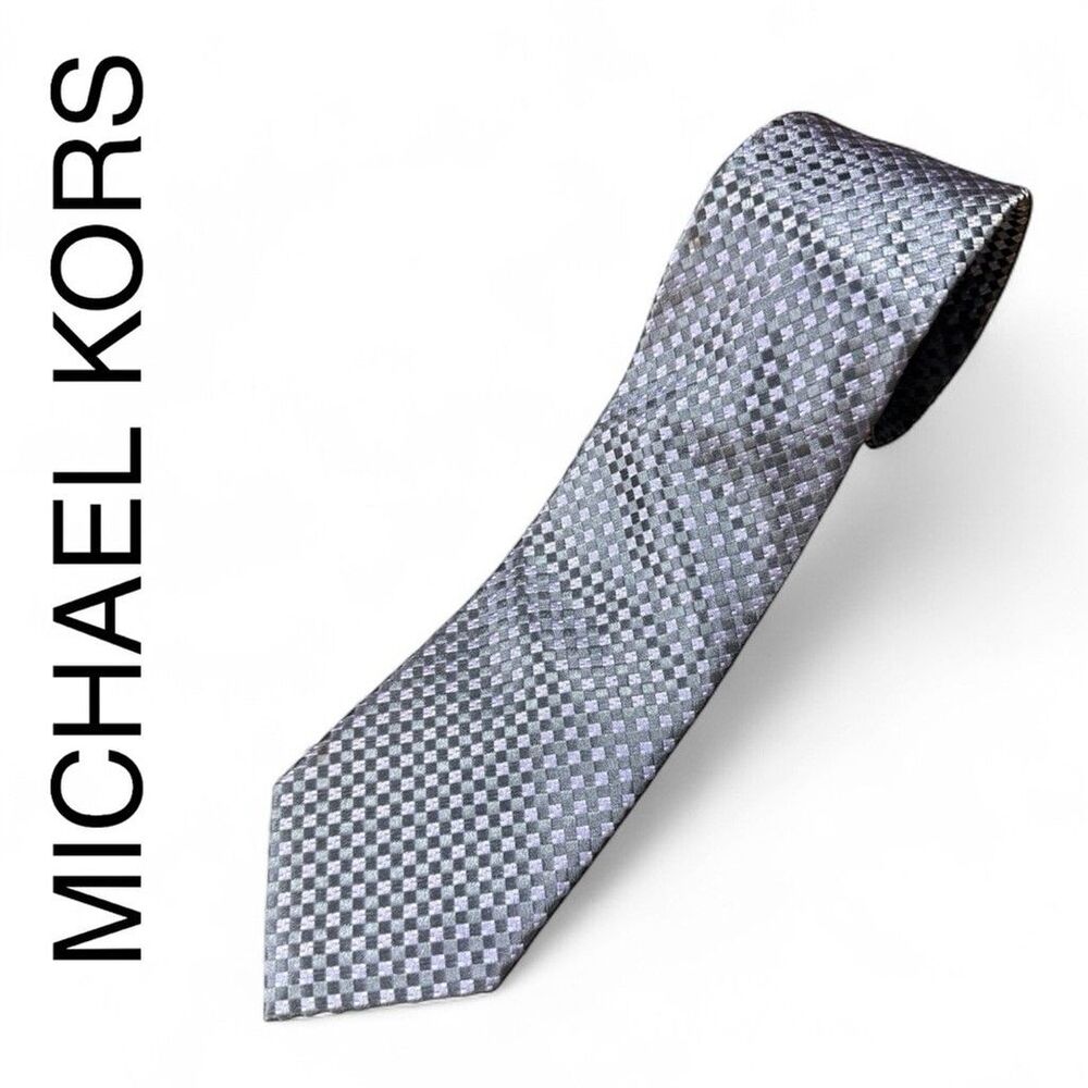 Michael Kors Silk Geometric Light Metallic Purple Men's Tie
